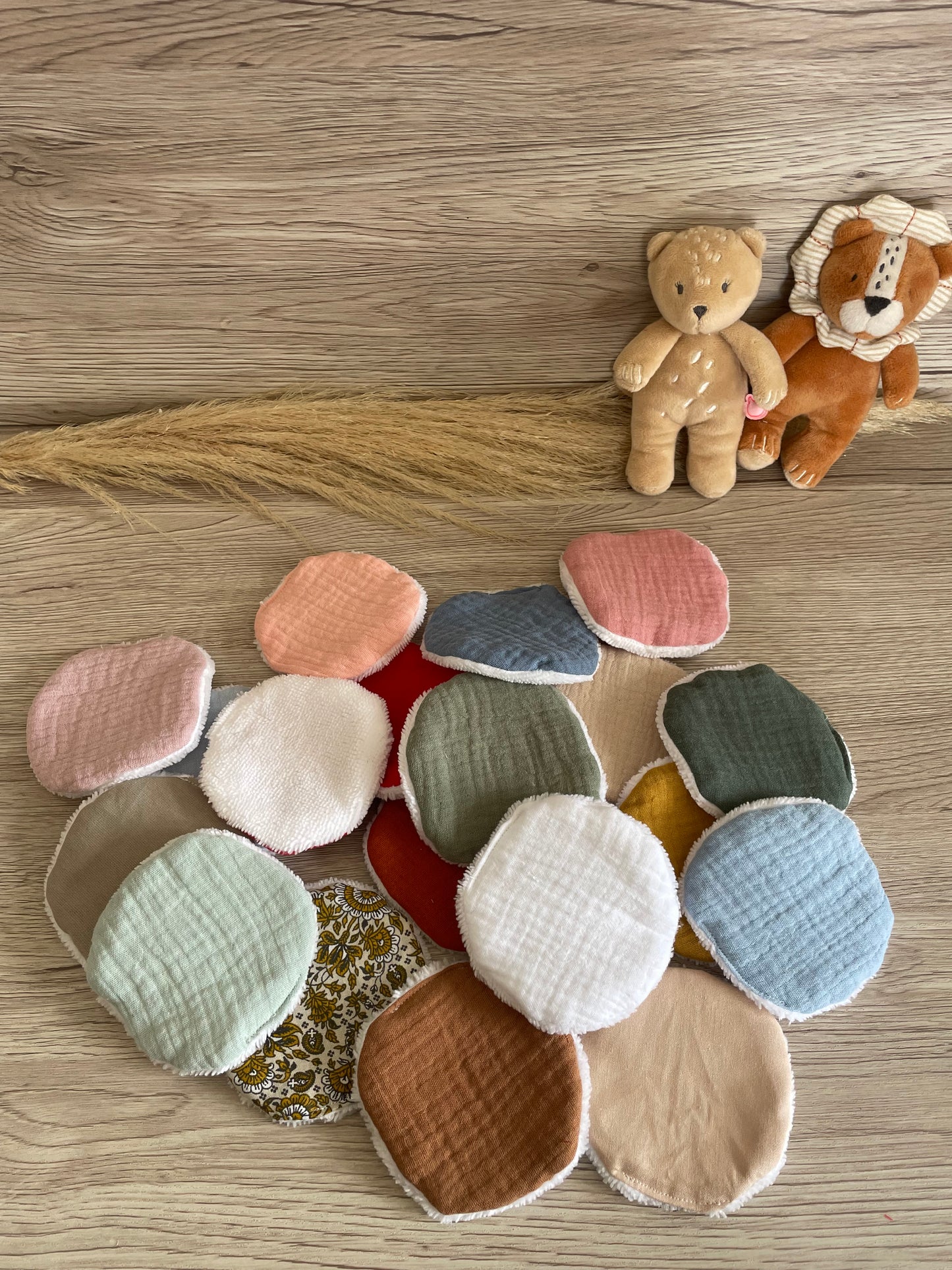 Lot de 10 disques démaquillants - bambou et double gaze