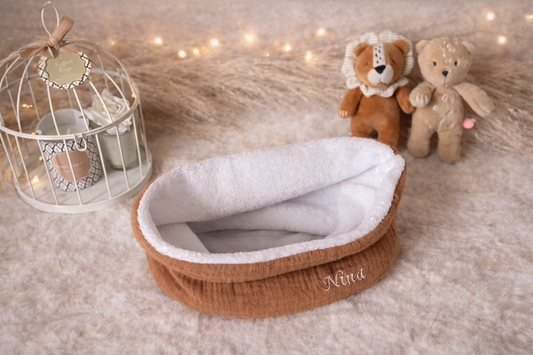 Tour de cou bébé et enfant en double gaze et tissu doudou