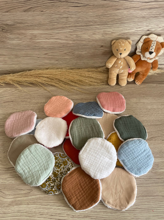 Lot de 10 disques démaquillants - bambou et double gaze