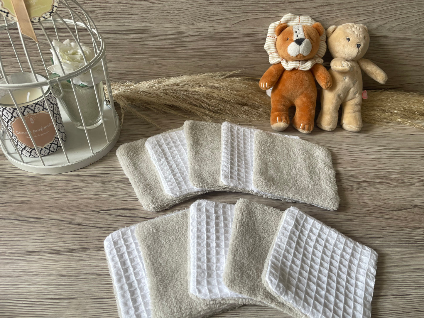 Lot de 10 Lingettes lavables - coloris au choix