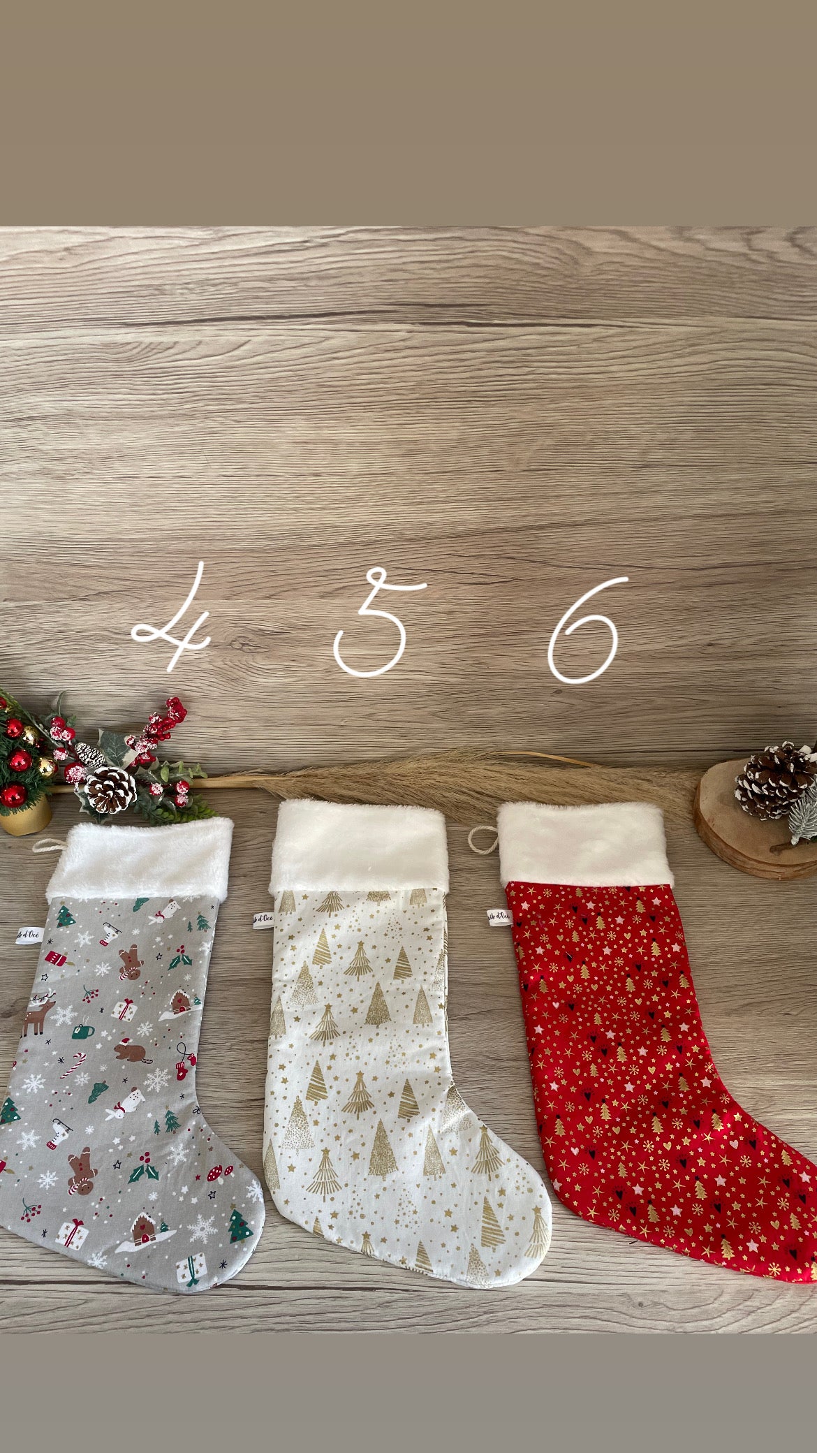 Bottes de Noel personnalisee en tissu Choix