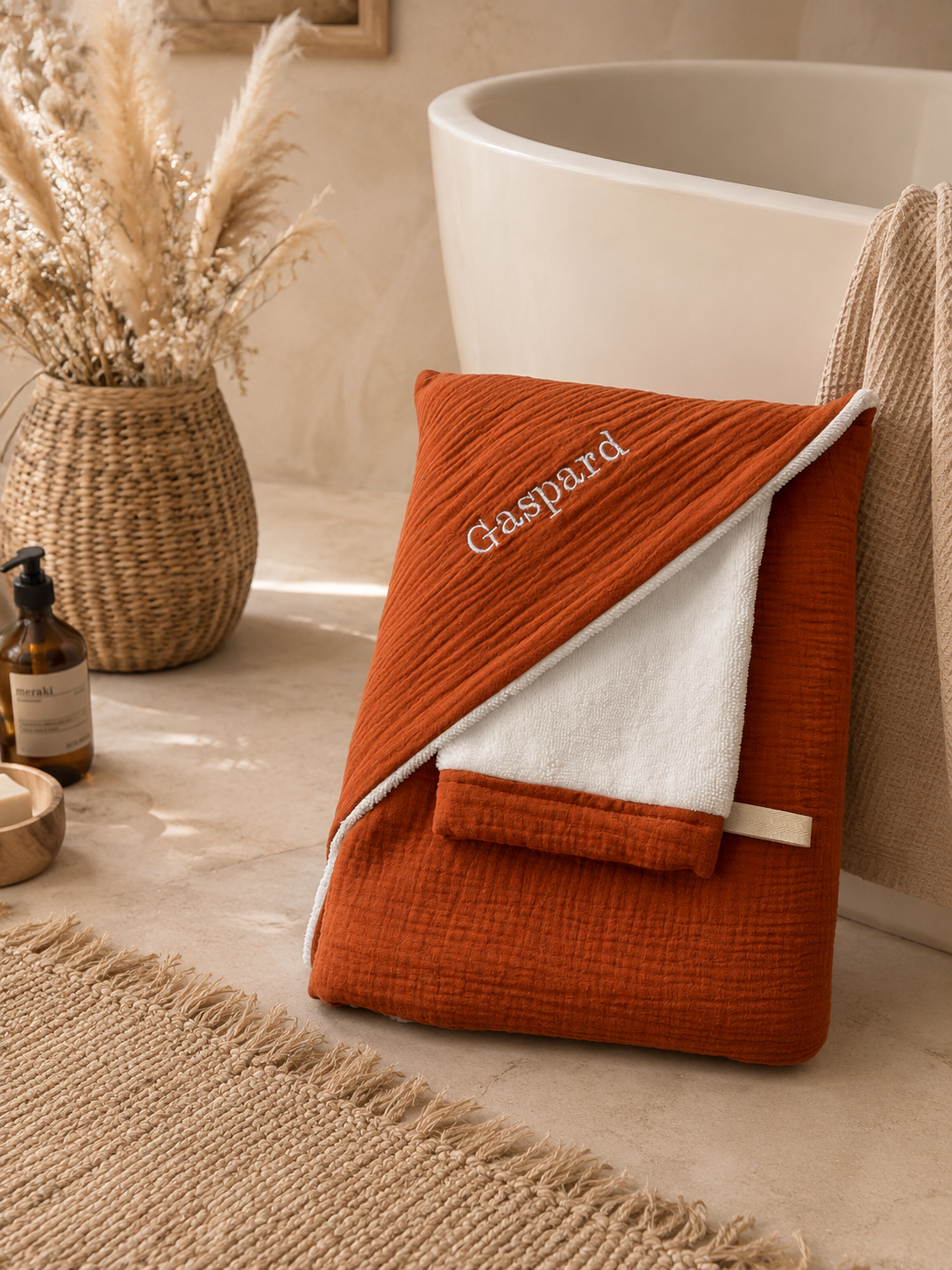 Cape de bain rouille 