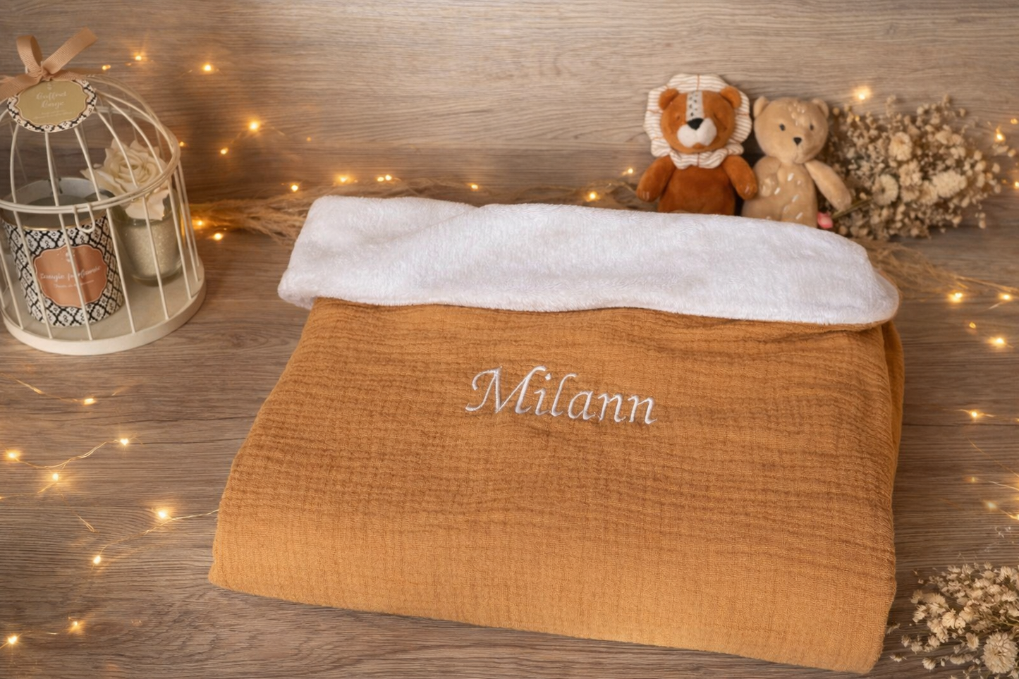 Couverture enfant personnalisée 110x140cm en double gaze
