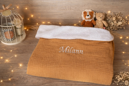 Couverture enfant personnalisée 110x140cm en double gaze