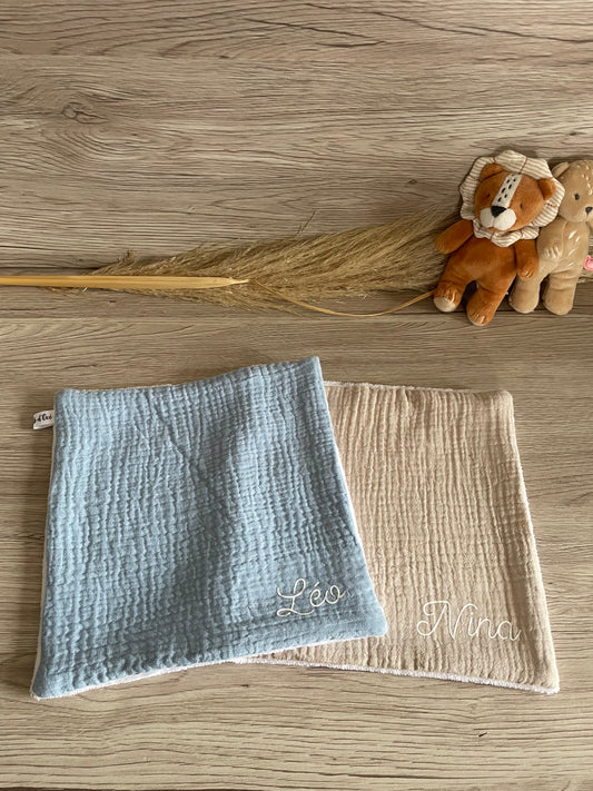 Serviette de table / de cantine / ou de visage en bambou et double gaze - coloris au choix