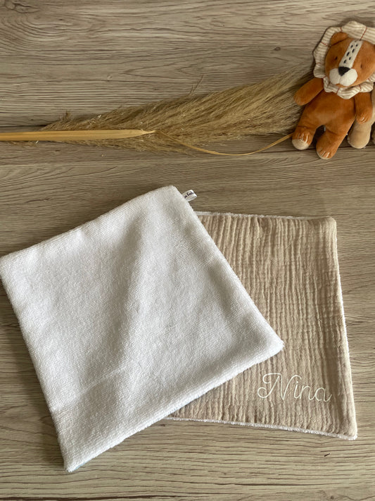 Serviette de table / de cantine / ou de visage en bambou et double gaze - coloris au choix