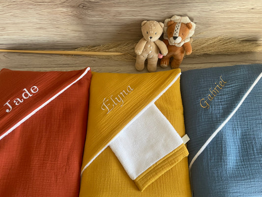 Pack sortie de bain avec son gant 100x100cm - coloris au choix