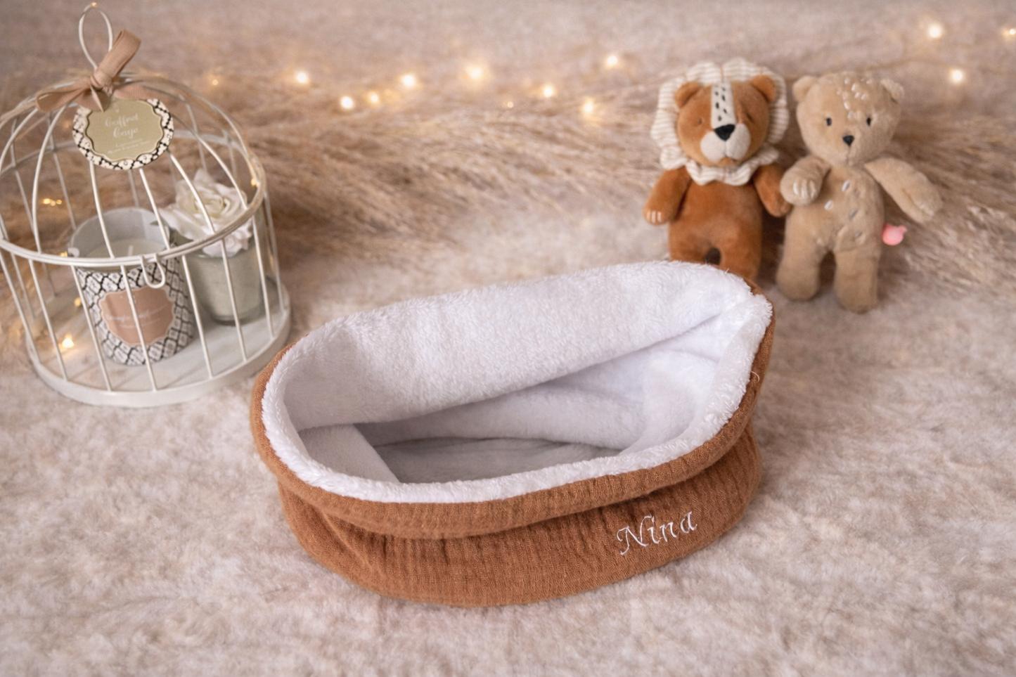 Tour de cou bébé et enfant en double gaze et tissu doudou