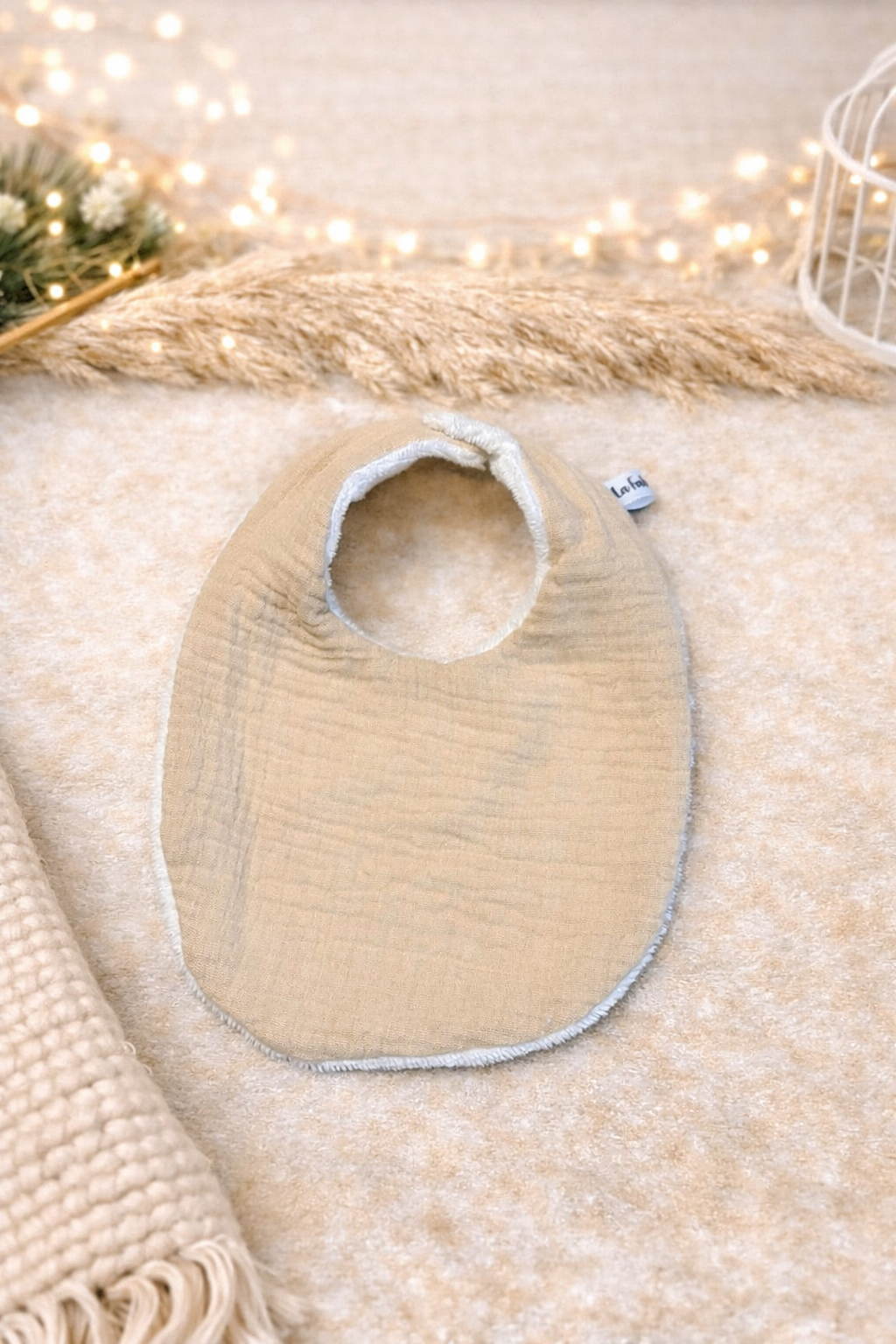 fin de série bavoir naissance beige
