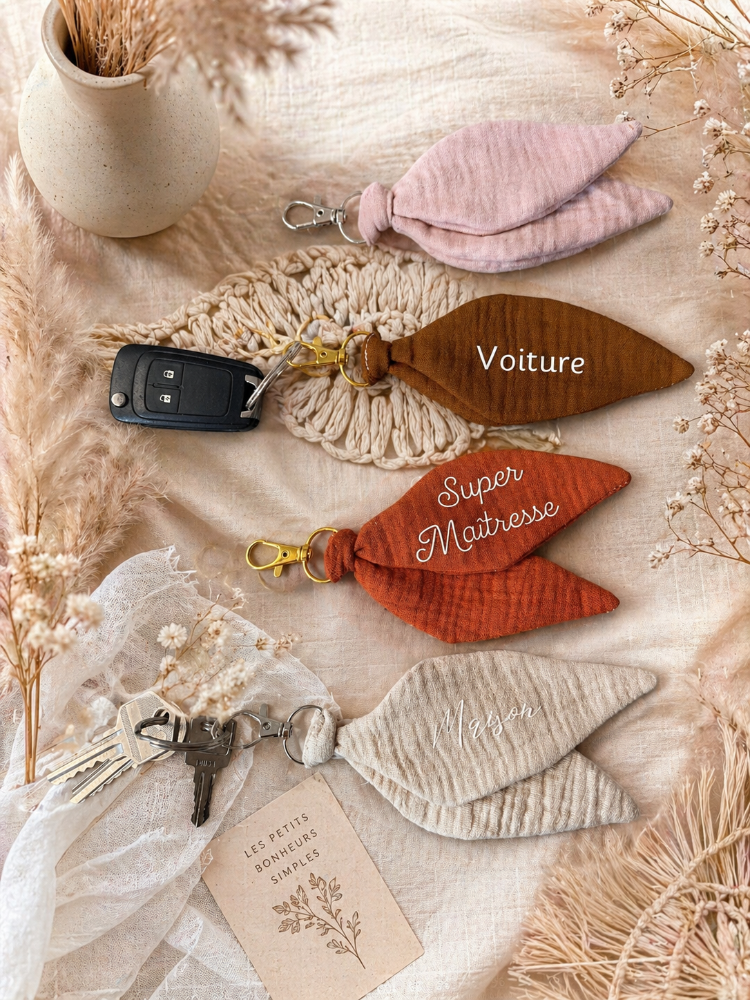 Porte-clé personnalisé en tissu bohème