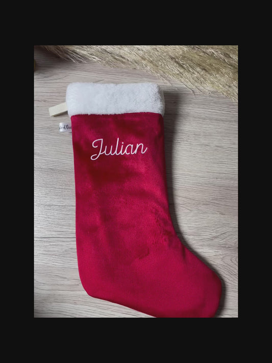 Bottes de Noël - velours et polaire  - personnalisé - Chaussettes de Noël